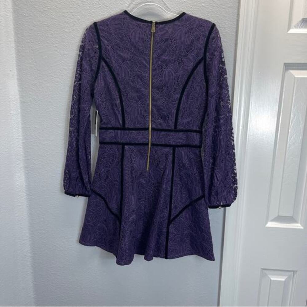 Juicy Couture Purple Lace Dress Black Velvet Trim Mini Black Label‎ - Picture 12 of 13